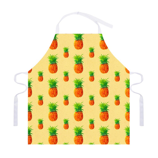 Beige Watercolor Pineapple Pattern Print Adjustable Apron