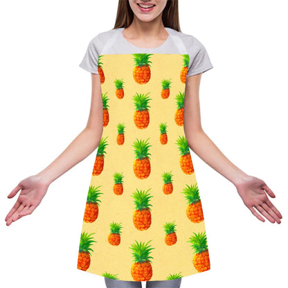 Beige Watercolor Pineapple Pattern Print Adjustable Apron