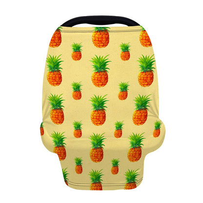 Beige Watercolor Pineapple Pattern Print Baby Seat Cover