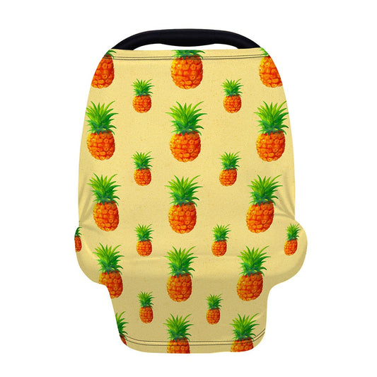 Beige Watercolor Pineapple Pattern Print Baby Seat Cover