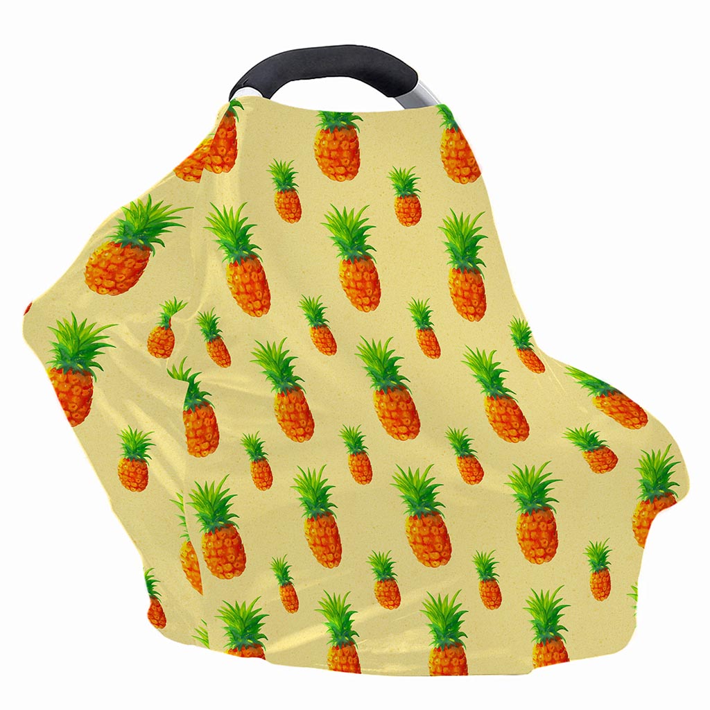 Beige Watercolor Pineapple Pattern Print Baby Seat Cover