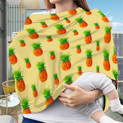 Beige Watercolor Pineapple Pattern Print Baby Seat Cover