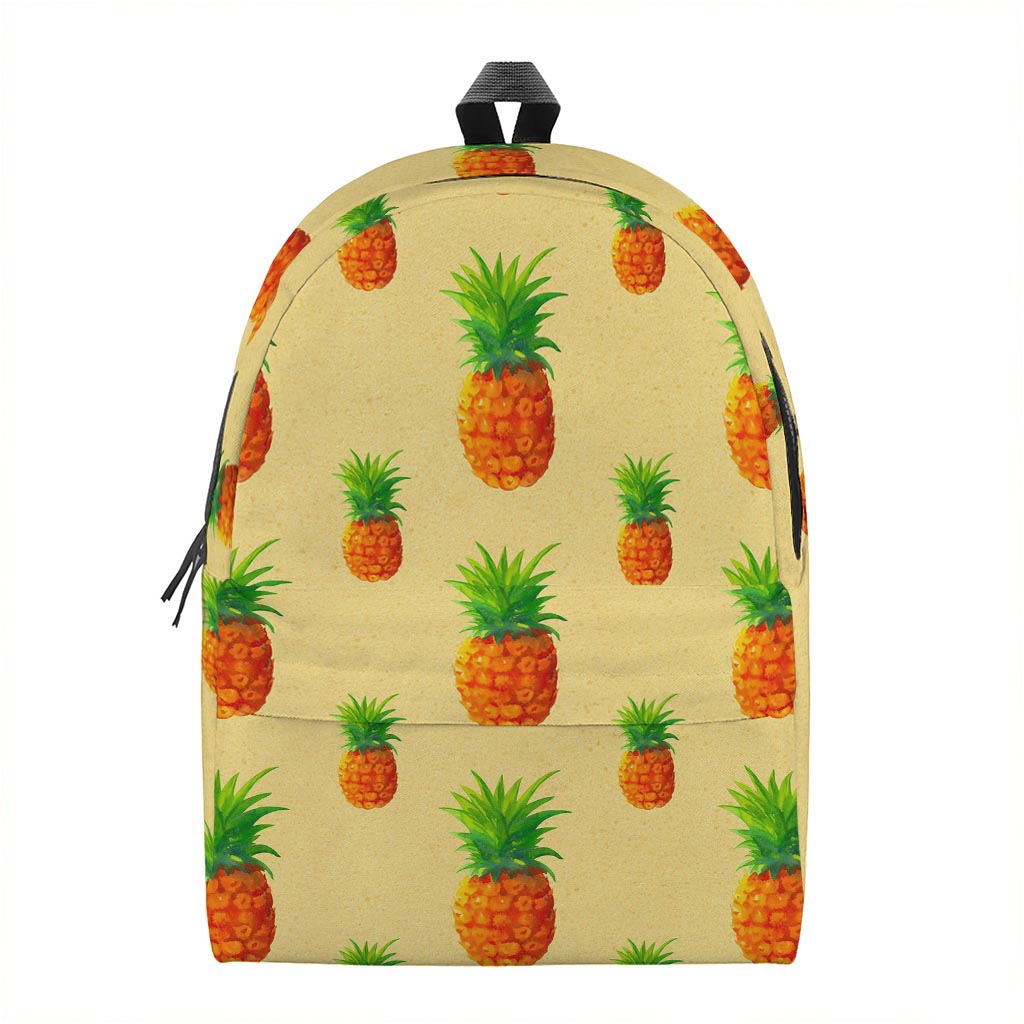 Beige Watercolor Pineapple Pattern Print Backpack