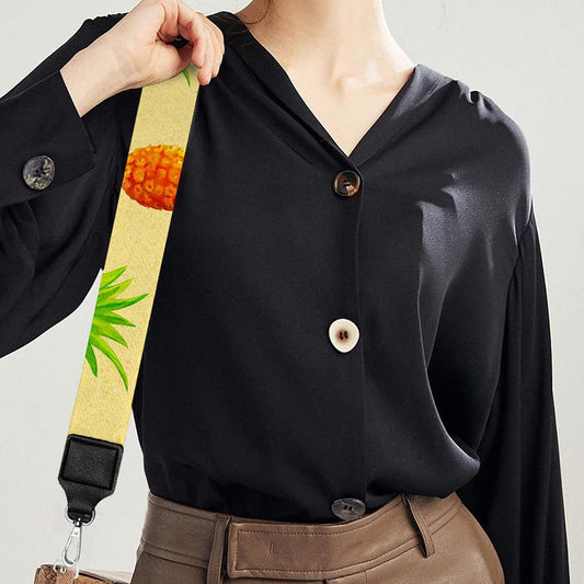 Beige Watercolor Pineapple Pattern Print Bag Strap