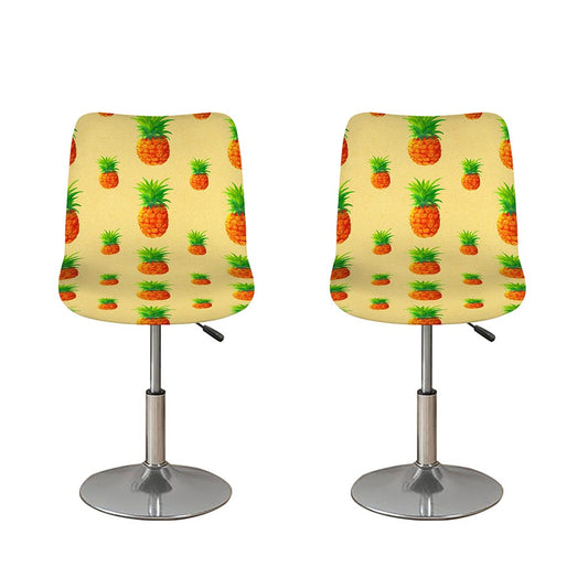 Beige Watercolor Pineapple Pattern Print Bar Stool Covers