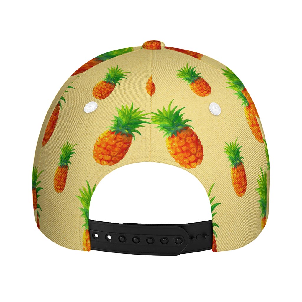 Beige Watercolor Pineapple Pattern Print Baseball Cap