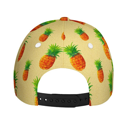 Beige Watercolor Pineapple Pattern Print Baseball Cap