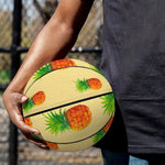 Beige Watercolor Pineapple Pattern Print Basketball
