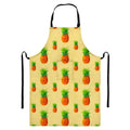 Beige Watercolor Pineapple Pattern Print Bib Apron With Pocket