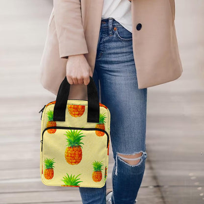 Beige Watercolor Pineapple Pattern Print Bible Tote Bag