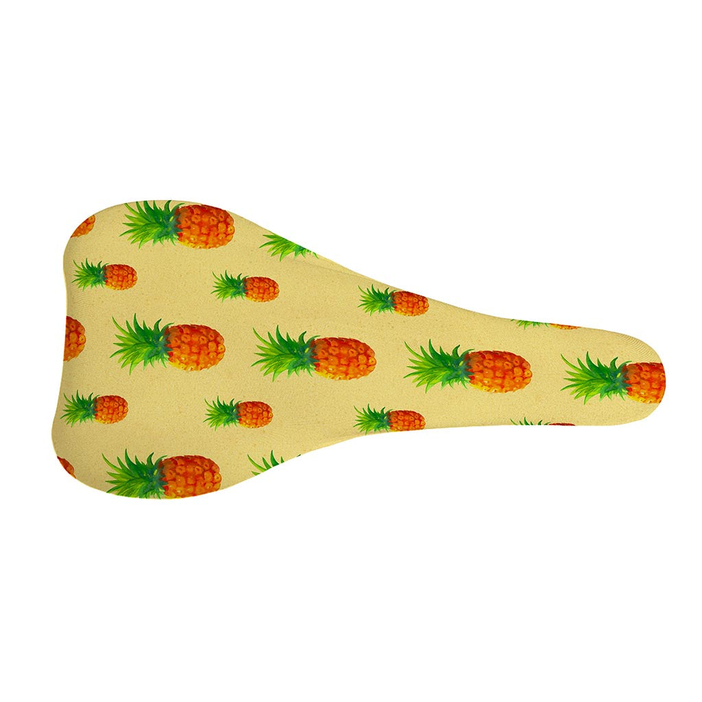 Beige Watercolor Pineapple Pattern Print Bicycle Seat Cover