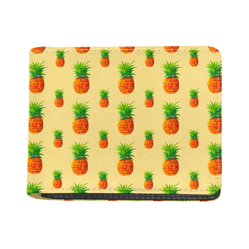 Beige Watercolor Pineapple Pattern Print Bifold Wallet