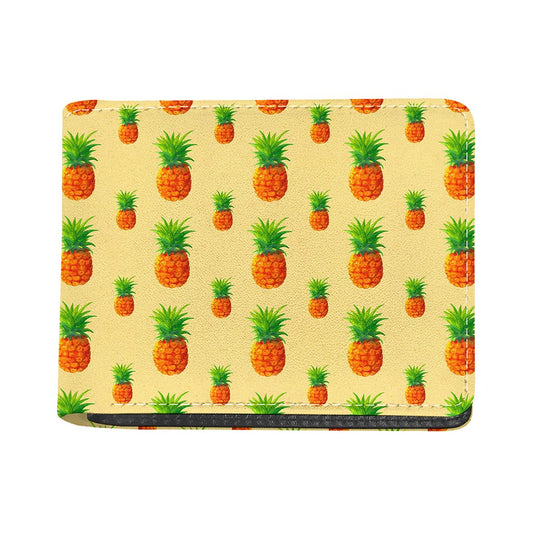 Beige Watercolor Pineapple Pattern Print Bifold Wallet
