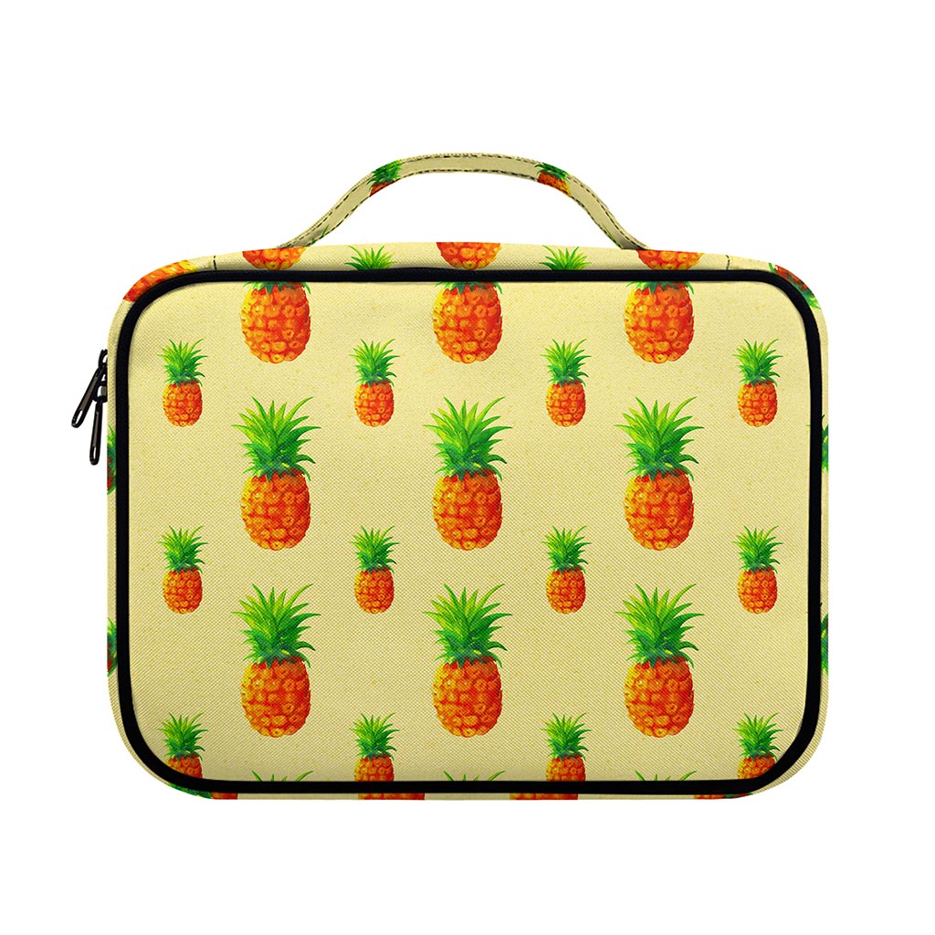Beige Watercolor Pineapple Pattern Print Briefcase Bible Bag