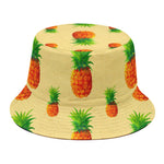 Beige Watercolor Pineapple Pattern Print Bucket Hat