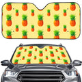 Beige Watercolor Pineapple Pattern Print Car Windshield Sun Shade