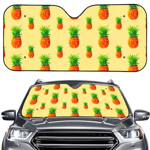 Beige Watercolor Pineapple Pattern Print Car Windshield Sun Shade