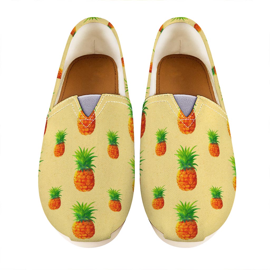 Beige Watercolor Pineapple Pattern Print Casual Shoes