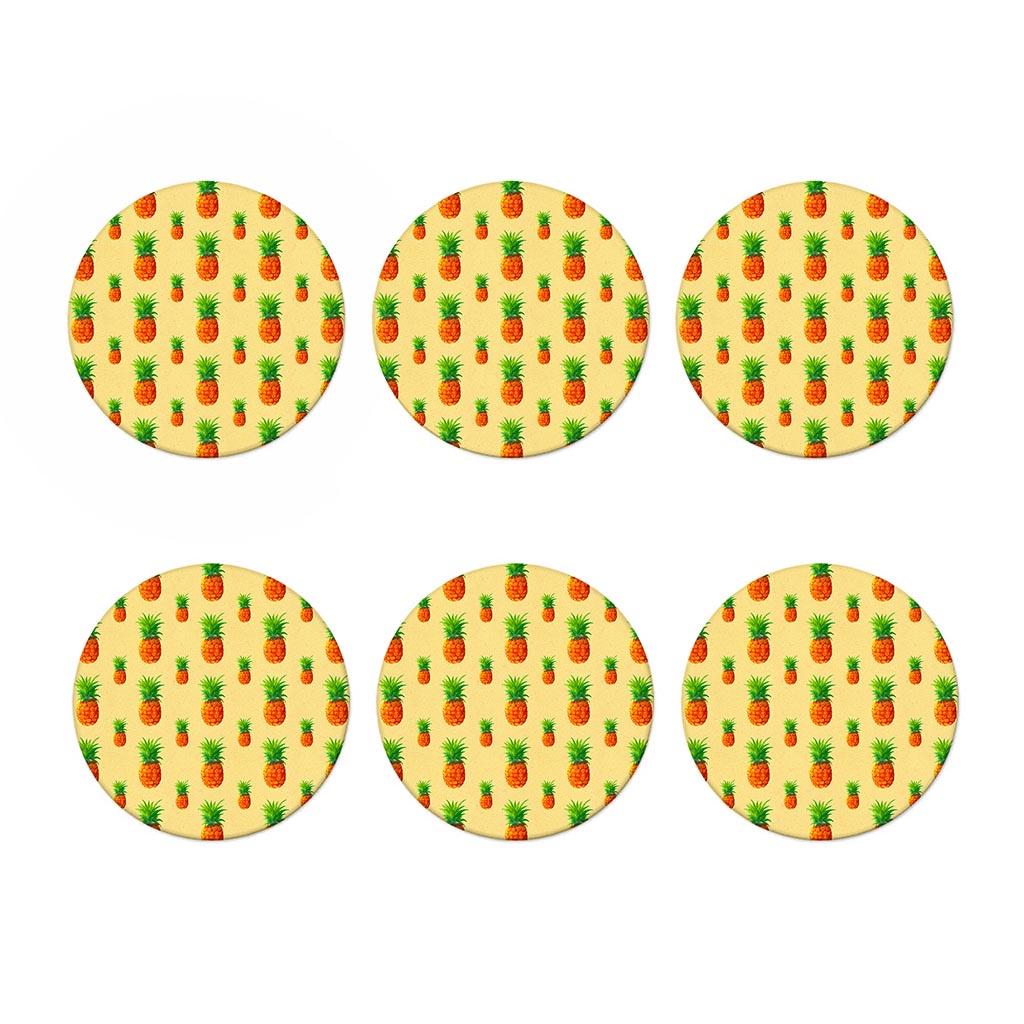 Beige Watercolor Pineapple Pattern Print Coaster Set