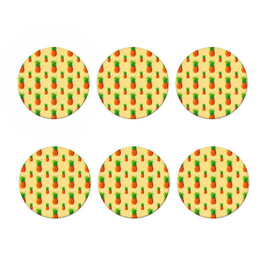 Beige Watercolor Pineapple Pattern Print Coaster Set