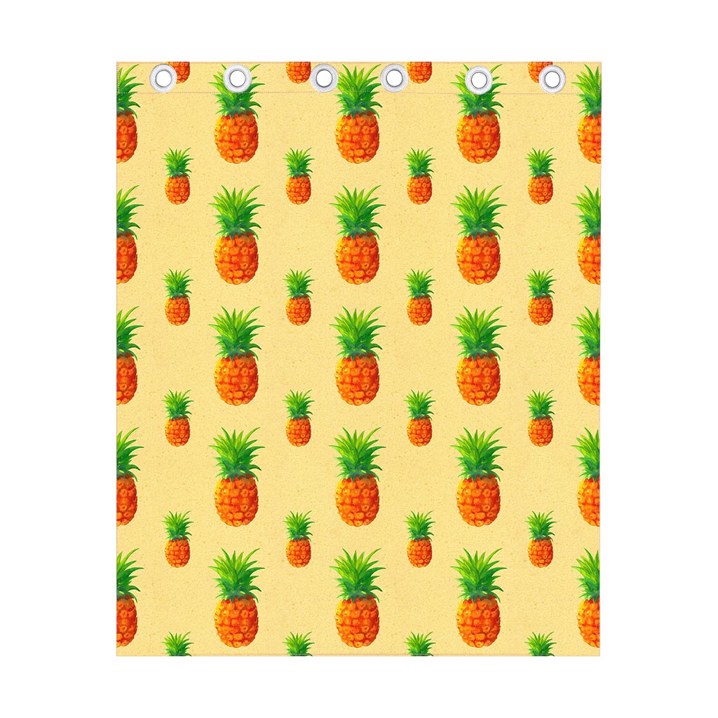 Beige Watercolor Pineapple Pattern Print Curtain