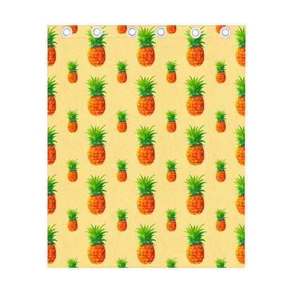 Beige Watercolor Pineapple Pattern Print Curtain