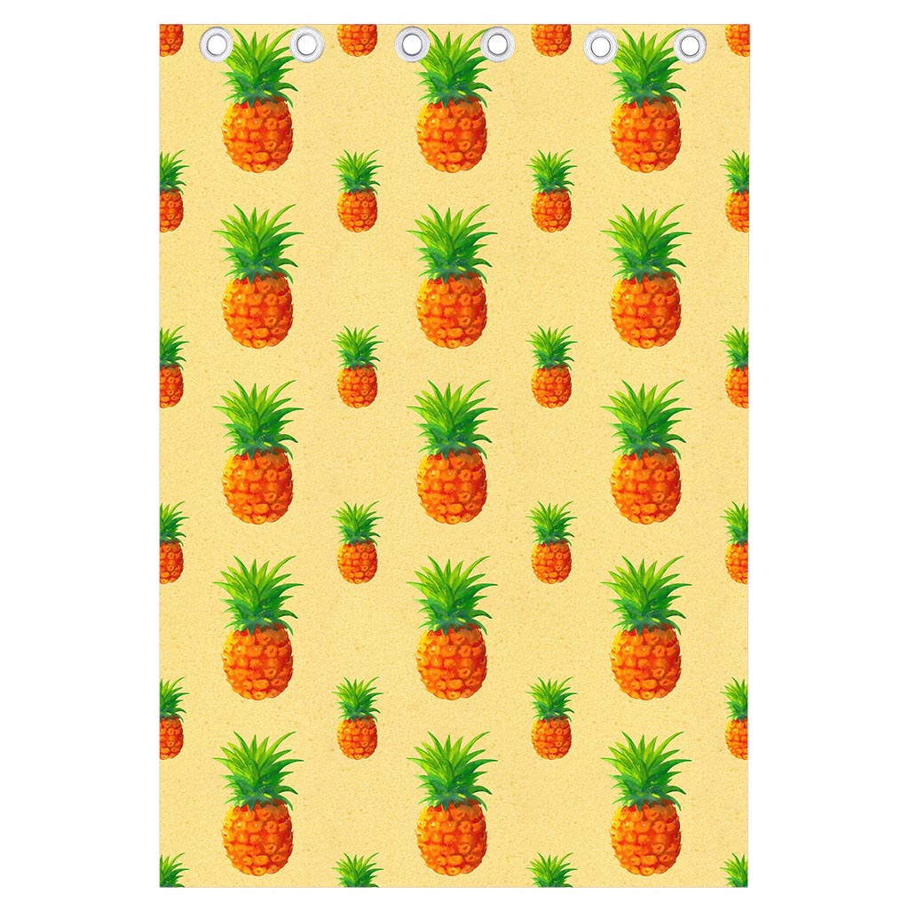 Beige Watercolor Pineapple Pattern Print Curtain
