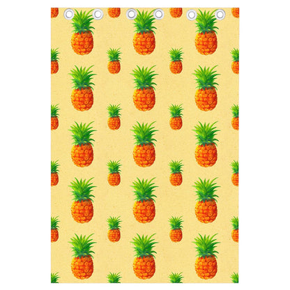 Beige Watercolor Pineapple Pattern Print Curtain