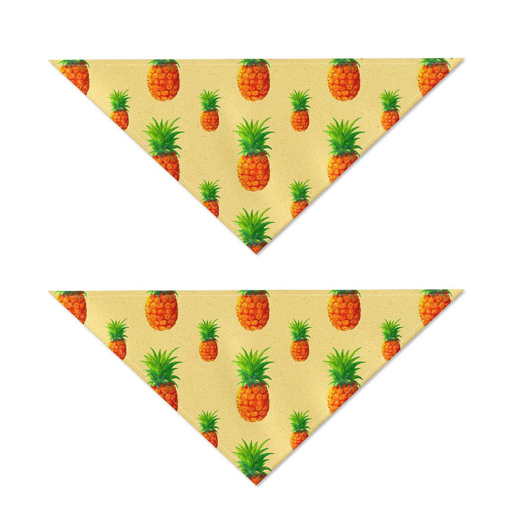 Beige Watercolor Pineapple Pattern Print Dog Bandana