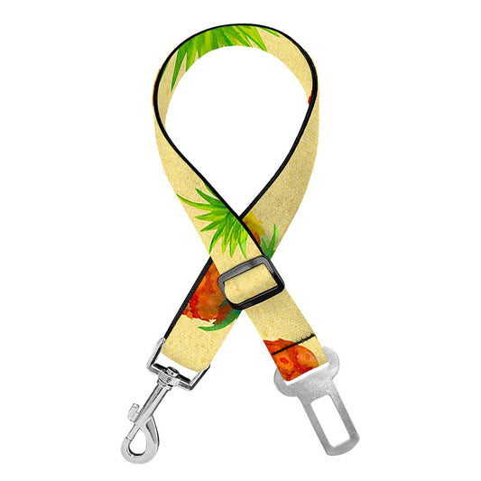 Beige Watercolor Pineapple Pattern Print Dog Seat Belt