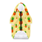 Beige Watercolor Pineapple Pattern Print Dog Zip Up Hoodie