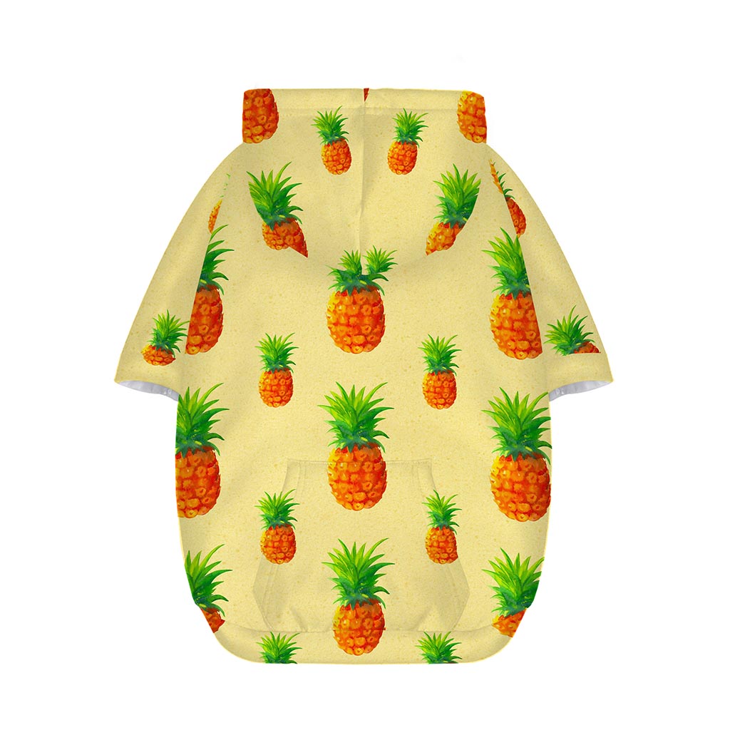 Beige Watercolor Pineapple Pattern Print Dog Zip Up Hoodie