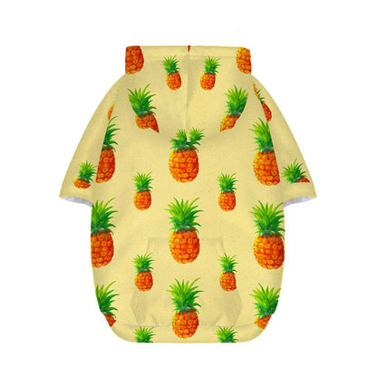 Beige Watercolor Pineapple Pattern Print Dog Zip Up Hoodie