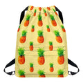 Beige Watercolor Pineapple Pattern Print Drawstring Backpack