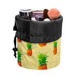 Beige Watercolor Pineapple Pattern Print Drawstring Makeup Bag