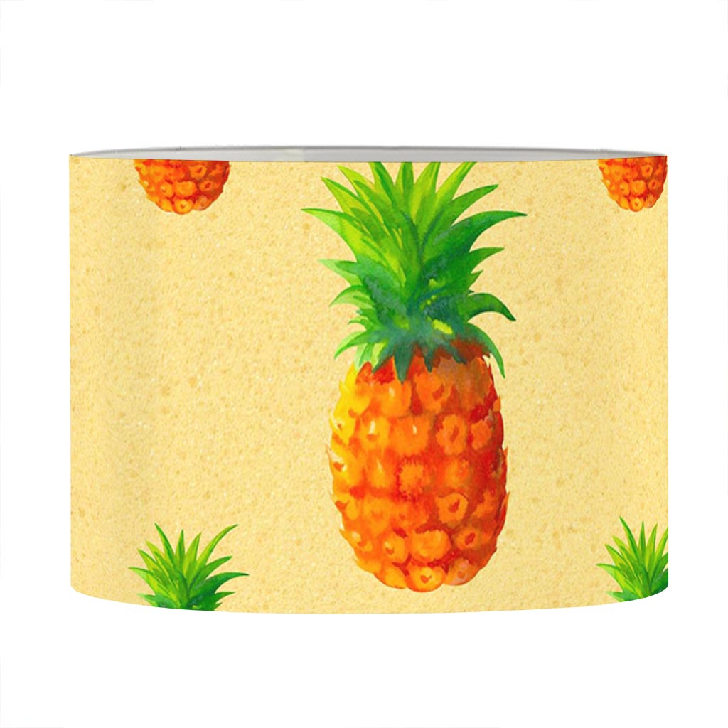 Beige Watercolor Pineapple Pattern Print Drum Lamp Shade