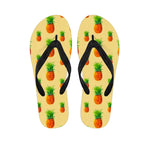 Beige Watercolor Pineapple Pattern Print Flip Flops