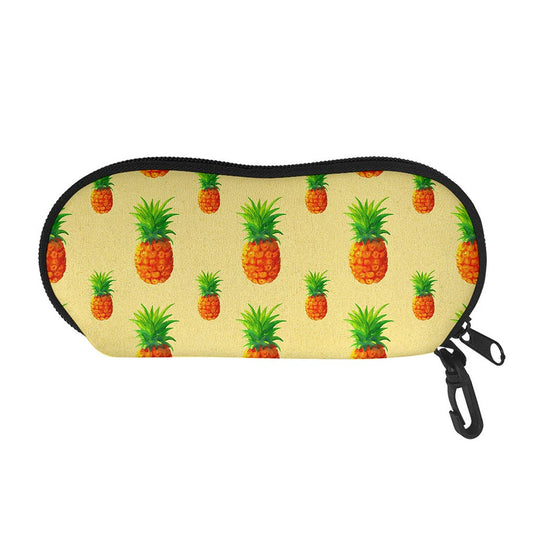 Beige Watercolor Pineapple Pattern Print Glasses Case