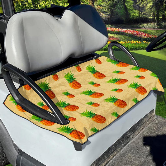 Beige Watercolor Pineapple Pattern Print Golf Cart Seat Cover