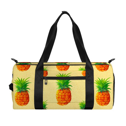 Beige Watercolor Pineapple Pattern Print Gym Bag