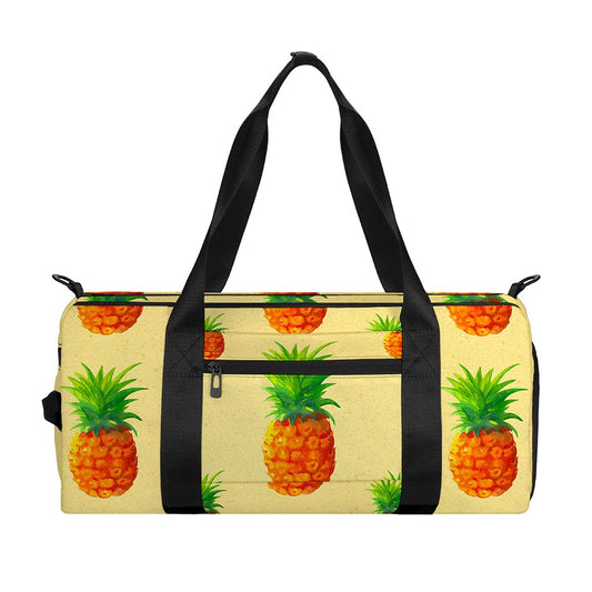 Beige Watercolor Pineapple Pattern Print Gym Bag