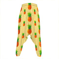 Beige Watercolor Pineapple Pattern Print Hammer Pants