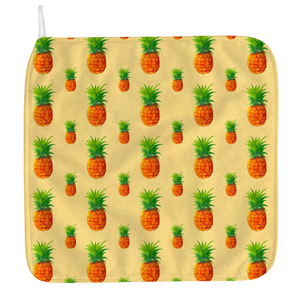 Beige Watercolor Pineapple Pattern Print Hand Towel