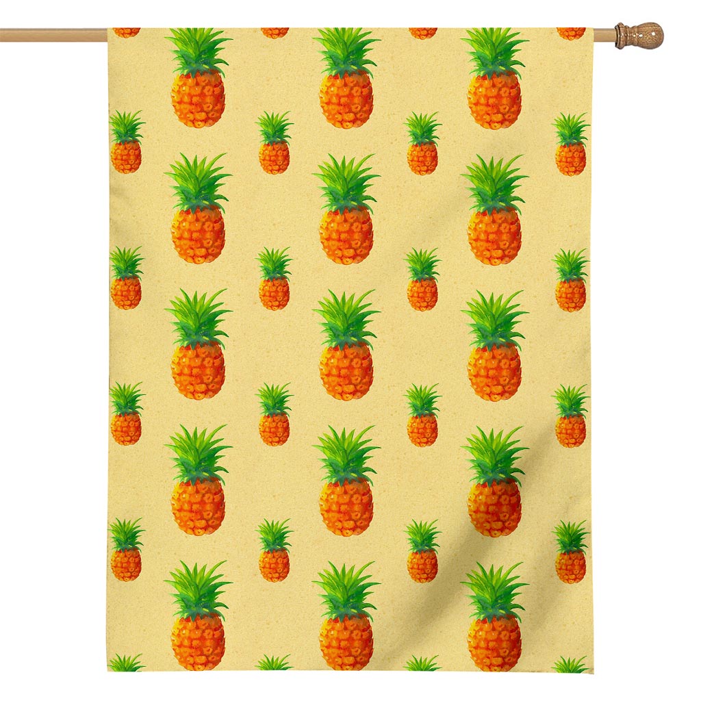 Beige Watercolor Pineapple Pattern Print House Flag