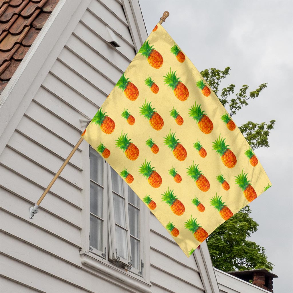 Beige Watercolor Pineapple Pattern Print House Flag