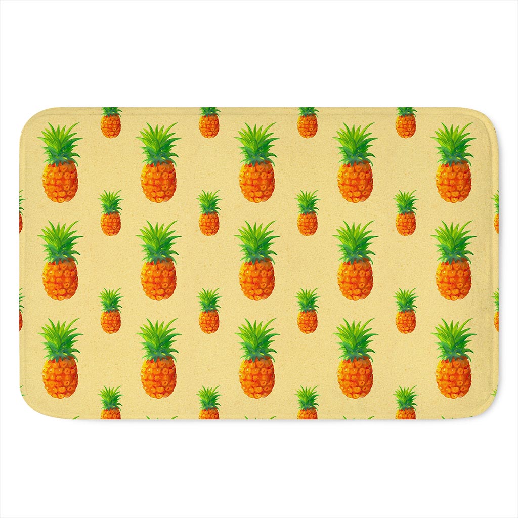 Beige Watercolor Pineapple Pattern Print Indoor Door Mat