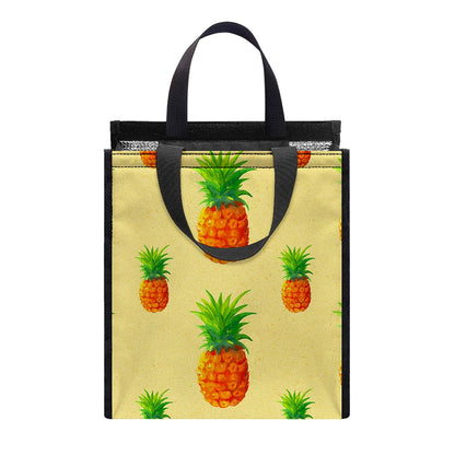 Beige Watercolor Pineapple Pattern Print Insulated Lunch Tote