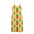 Beige Watercolor Pineapple Pattern Print Jersey Midi Cami Dress