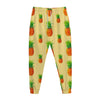 Beige Watercolor Pineapple Pattern Print Jogger Pants