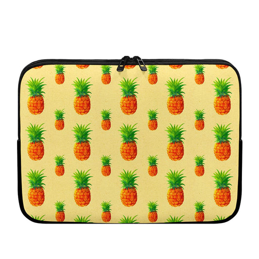 Beige Watercolor Pineapple Pattern Print Laptop Sleeve
